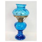 Vintage blue glass oil lamp