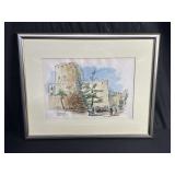 Framed signed watercolor on paper