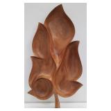 Signed Mid-century monkey wood pod leaf serving