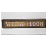 Art Deco "Second floor" brass and glass sign, as