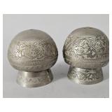 Silver plate with engraved floral motifs salt a