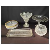 Group of crystal bowls, compote, and tray