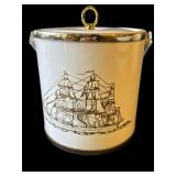 vintage white vinyl Shelton Clipper ice bucket