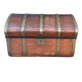 Antique wood & brass streamer trunk