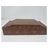 Vintage brass engraved enameled trinket box