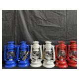 Group of six vintage hurricane lanterns