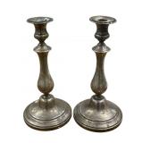 Pair vintage weighted silver candlesticks