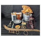 Box of misc. Letter opener, composite plaque,