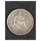 1860 Seated Liberty 1/2 Dime Coin