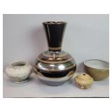 Box of ceramic bowls and vase some signed