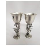 Pair of Maurus Gallo pewter goblets
