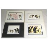 4 original oil and watercolor paintings on paper