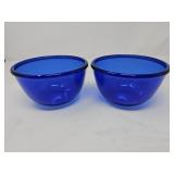Pair of vintage Arcoroc France cobalt blue glass