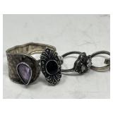 Sterling amethyst & marcasite rings