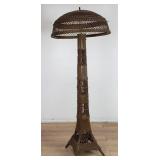 Art Deco wicker Eiffel tower floor lamp, as is