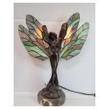 Bronze,  marble a glass dragonfly lady table lamp