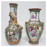 Pair of vintage Chinese rose medallion vases