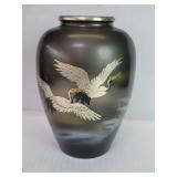 Vintage Japanese mixed metal vase engraved with
