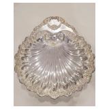 Vintage large silver plate shell  serving dish