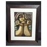 Framed signed acrylic on paper w/COA on verso