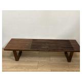Mid century modern slatted walnut bench