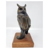 Signed bronze owl figurine