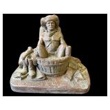 Vintage ceramic "Cowboy in a wash tub" sculpture