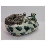 Vintage Asian ceramic snake, frog and turtle