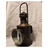 Antique Railway signal Lantern red & blue glass