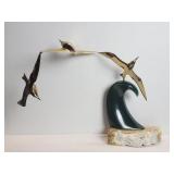 Signed and dated 1987 brass, acrylic and stone