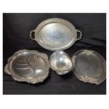 Group of silver plate serving trays