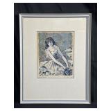 Framed pen signed Ethel Lerer Keller screen