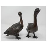 Pair of Japanese bronze goose figurines