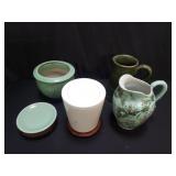 Group of porcelain and ceramic pitcher, vases, etc