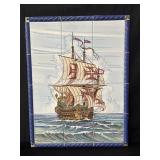 hand-painted Portuguese azulejos tile art of a