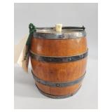 Vintage English wood and porcelain biscuit barrel