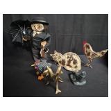Group of animal figurines, tin, composite and