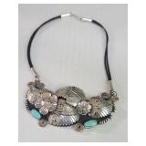 Sterling silver 950,  Turquoise and  leather