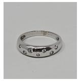 10k white gold band with cubic zirconia