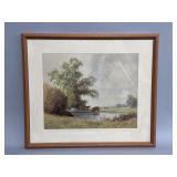 Framed signed watercolor on paper