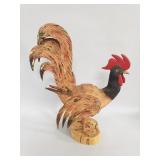 Carved wood rooster sculpture