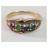 10k gold ring with 4 semiprecious stones