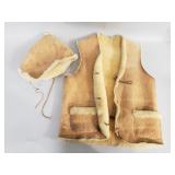 Sheep skin vest and hat