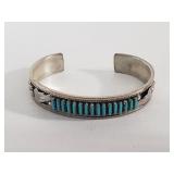 Silver and turquoise Native American style cuff