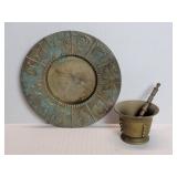 Vintage brass mortar and pestle and brass