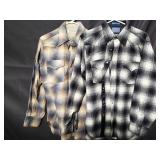 2 vintage Pendleton wool button flannel shirts