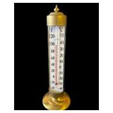 Vintage brass & glass desk thermometer