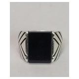 Sterling silver and onyx ring