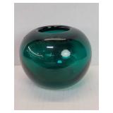 Vintage hand blown emerald green glass vase