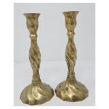 Vintage brass spiral candlesticks